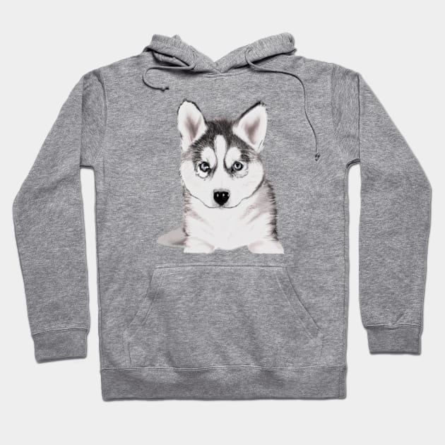 Cute Siberian Husky Drawing Hoodie by Play Zoo